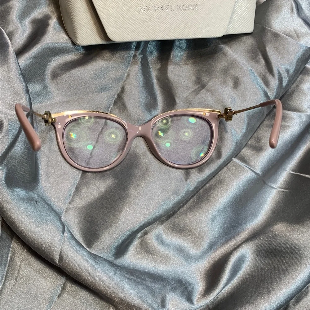 🌹VINTAGE Michael Kors • Pale Pink Cat-Eye Optical Glasses With Case •